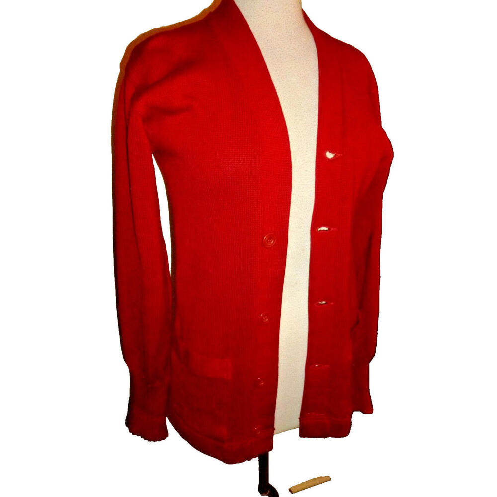 Sand Knit Cardigan Sweater Red Button Front Vintage USA sz XS/S